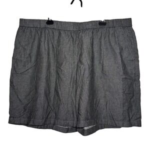 Eileen Fisher Organic Cotton Chambray Shorts Size 3X Elastic Waist
